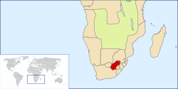 מדינת אורנג' החופשית ב-1890 (באדום)