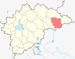 La distrikto de Moŝenskoje sur la mapo de la Novgoroda provinco