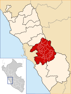 Location of Huarochirí Waruchiri in the Lima Region