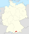 Tyskland, beliggenhed af Weilheim-Schongau markeret