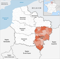 Lage des Départements Aisne in der Region Hauts-de-France