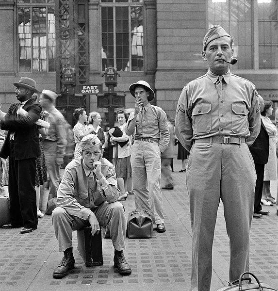 File:Loners in a Crowd- Waiting for trains at the Pennsylvania railroad station, in New York City, New York, August 1942.jpg