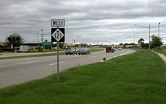 M-121 runs through Jenison's business district M-121 in Jenison.jpg