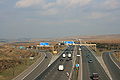 E22/ at junction 22, the highest point on the English motorway network, West Yorkshire, UK