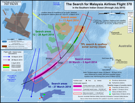 Search efforts in the Southern Indian Ocean. MH370 SIO search.png