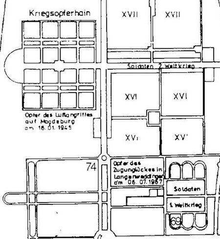 Magdeburg Westfriedhof Grundriss Kriegsgräber