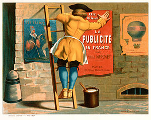 Man posting an advertisement for La publicité en France par Emile Mermet.jpg