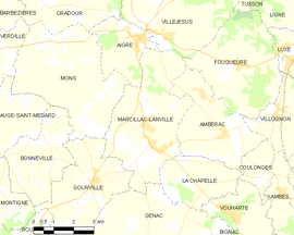 Mapa obce Marcillac-Lanville