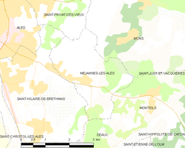 Mapa obce Méjannes-lès-Alès