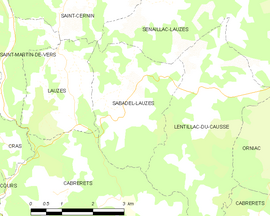 Mapa obce Sabadel-Lauzès