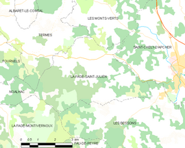 Mapa obce La Fage-Saint-Julien