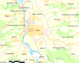 Mapa obce Sens