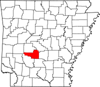 Locatie van Hot Spring County in Arkansas