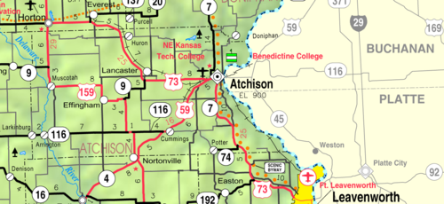 KDOT map of Atchison County (legend)