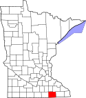 Map of Minnesota highlighting Mower County.svg