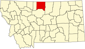 Mappa del Montana che evidenzia la contea di Hill