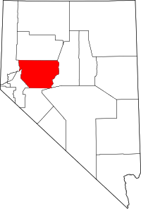 Locatie van Churchill County in Nevada