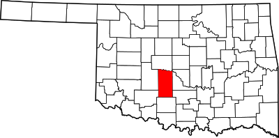 Locatie van Grady County in Oklahoma