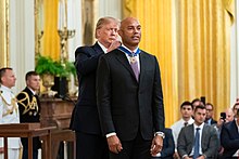 Rivera receiving the Presidential Medal of Freedom in 2019 Mariano Rivera Receives the Medal of Freedom (48749526726).jpg