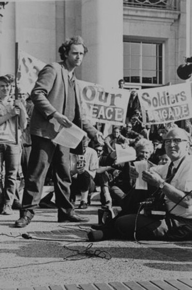 Free Speech activist Mario Savio on the steps of Sproul Hall, University of California, Berkeley, 1966