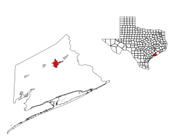 Bay Citys läge i Matagorda County och Matagorda Countys läge i Texas.