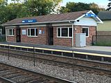 Wide shot of the shelter at the Medinah METRA station.