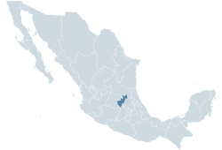 メキシコ内のケレタロ州の位置の位置図