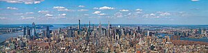 Midtown Manhattan, jak je patrné z One World Trade Center
