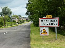 Montigny-sur-Vence (Ardennes) city limit sign.JPG