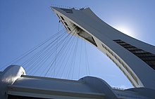 Tower with cables for retractable roof Montreal Olympic Stadium tower with cables for retractable roof.jpg