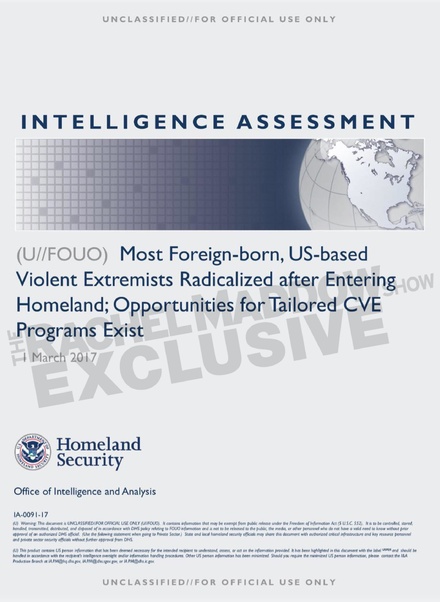 March 1, 2017 DHS Intelligence Assessment Showing No Threat