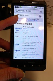 Droid X Android smartphone developed by Motorola Mobility