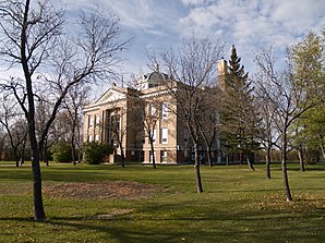 The Mountrail County Courthouse in Stanley, listed on the NRHP since 1978 [1]