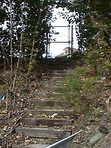 Steps leading to the former Mt. Bowdoin platform Mt Bowdoin steps.jpg