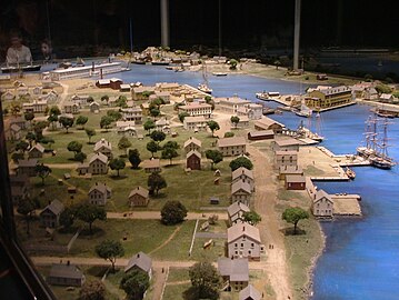 Scale model of Mystic, Connecticut as it was around 1870