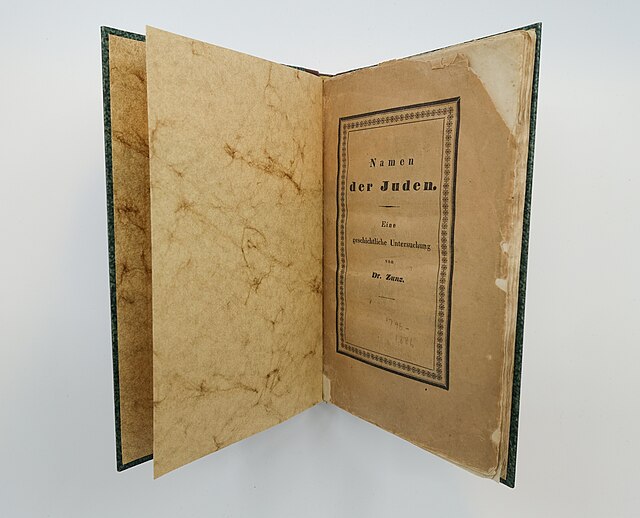 First edition of Namen der Juden, 1837, in the collection of the Jewish Museum of Switzerland.