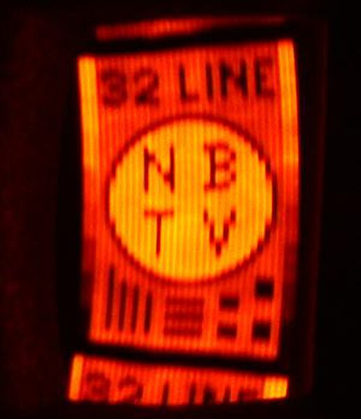 Screenshot of a NBTV testcard on a 32-line system