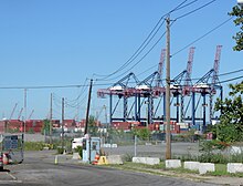 Northern entry gate and container cranes New York container terminal (Staten Island) north gate.jpg