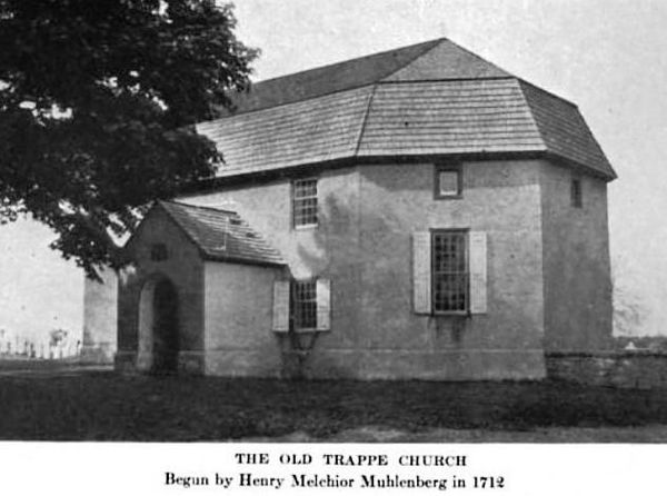 Exterior of the Old Trappe Church founded by Henry Muhlenberg