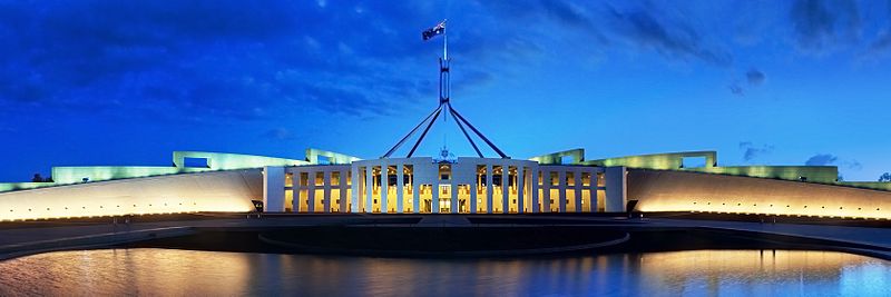 File:Parliament House Canberra Dusk Panorama Banner.jpg