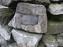 Mossdale memorial cairn Plaque on the Mossdale memorial cairn - geograph.org.uk - 2856811.jpg