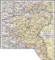 Nörenberg nordwestlich von Schneidemühl und nördlich von Arnswalde auf einer Landkarte der Provinz Posen von 1905 (gelb markierte Flächen kennzeichnen Gebiete mit seinerzeit mehrheitlich polnischsprachiger Bevölkerung)