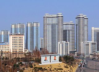 Modern apartment block in Pyongyang
