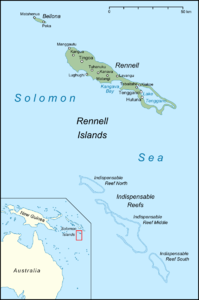 Carte avec l'île de Rennell