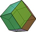 菱形十二面体 （各面と各辺の中心を、四角形に分かれるように持ち上げる）