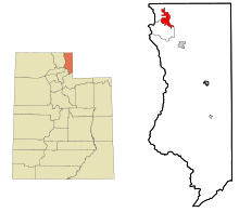 Rich County Utah włączone i nieposiadające osobowości prawnej obszary Garden City highlighted.svg