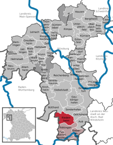 Poziția Riedenheim pe harta districtului Würzburg