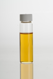 R. graveolens essential oil in a clear glass vial RutaGraveolensEssentialOil.png