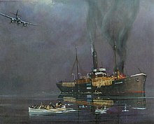 "Merisaar" E Schmidt's 1991 painting SS Merisaar under attack by German warplane in 1940.jpg