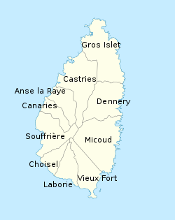 The 10 Districts of Saint Lucia Saint Lucia, administrative divisions - fr - monochrome.svg